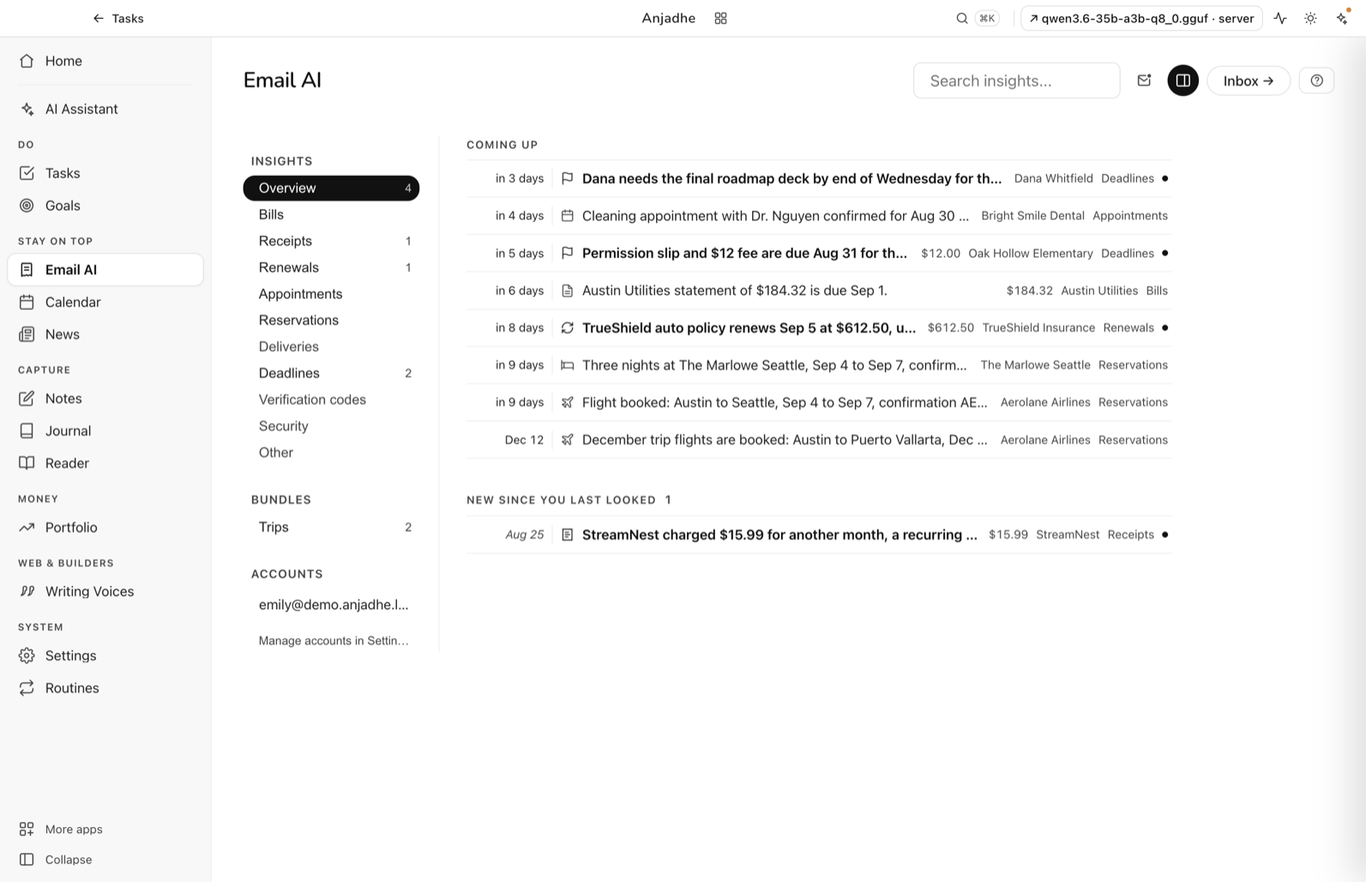 Email AI: bills, receipts, deadlines and bookings pulled out of the inbox